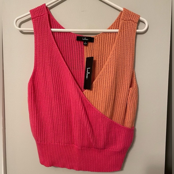 Lulu’s Double This Pink and Orange Color Block Knit Tank Top, Size L, NWOT - Picture 7 of 9